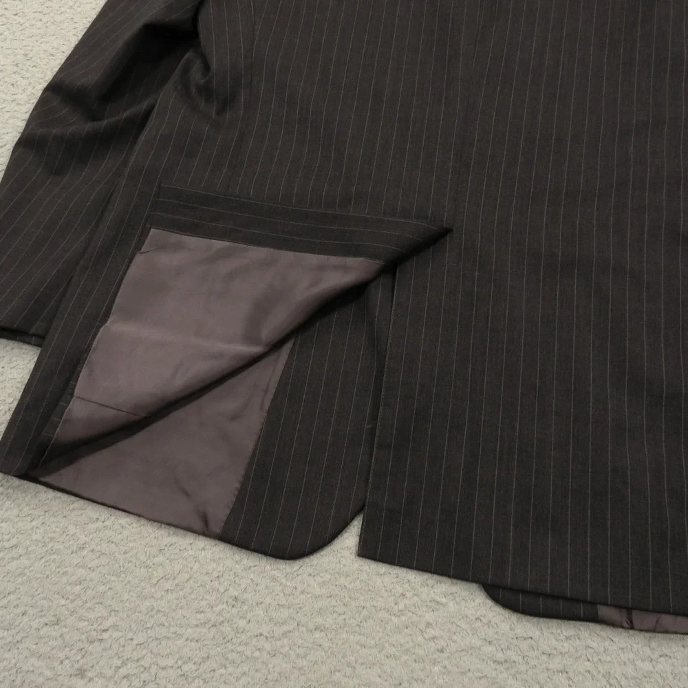 Brooks Brothers 44L Madison Estrato Charcoal Pinstripe Suit Pleated Pant 38x32
